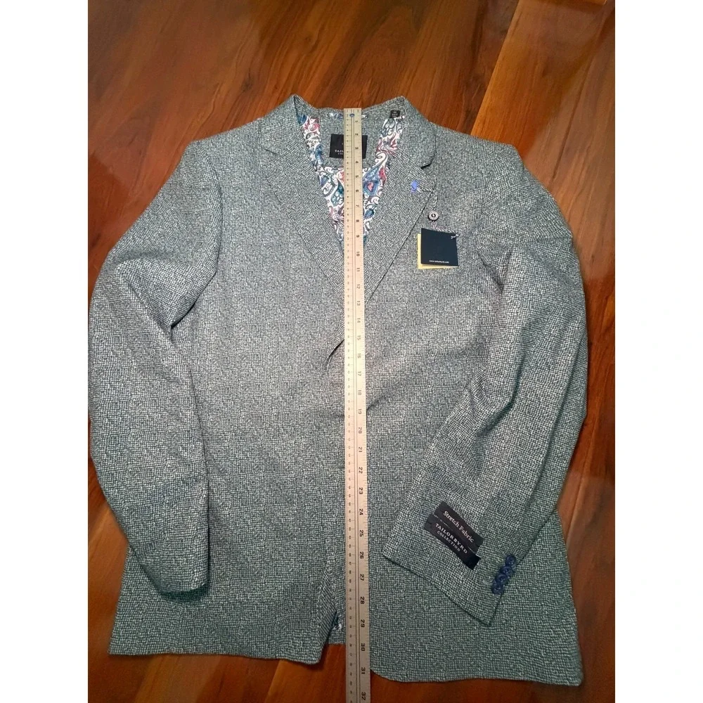 NWT Tailorbyrd Blazer 44R Green Plaid Jacket Two Button Coat Men Sports Coat